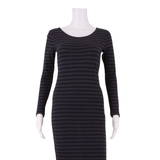 GANNI Womens Bodycon Dress Blue Striped Long Sleeve Midi S