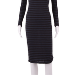 GANNI Womens Bodycon Dress Blue Striped Long Sleeve Midi S