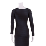 GANNI Womens Bodycon Dress Blue Striped Long Sleeve Midi S