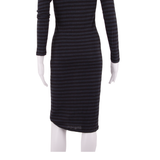 GANNI Womens Bodycon Dress Blue Striped Long Sleeve Midi S