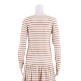 GANNI Womens Skater Dress Cream Striped Long Sleeve Short XS
