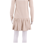 GANNI Womens Skater Dress Cream Striped Long Sleeve Short XS