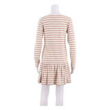 GANNI Womens Skater Dress Cream Striped Long Sleeve Short XS