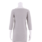 GANNI Womens Shift Dress White Striped Long Sleeve Knee Length S