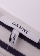 GANNI Womens Shift Dress White Striped Long Sleeve Knee Length S