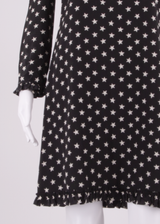 J.CREW All Over Star Print Womens Shift Dress Black Silk Knee Length XS