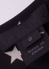 J.CREW All Over Star Print Womens Shift Dress Black Silk Knee Length XS