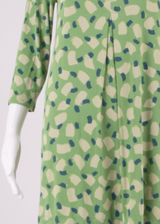 WHITE STUFF Womens Shift Dress Green Crazy Pattern Long Sleeve Short UK 10