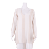 FAITHFULL THE BRAND Womens Kaftan Dress Cream Striped Long Sleeve Knee Length XS