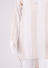 FAITHFULL THE BRAND Womens Kaftan Dress Cream Striped Long Sleeve Knee Length XS