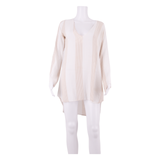 FAITHFULL THE BRAND Womens Kaftan Dress Cream Striped Long Sleeve Knee Length XS