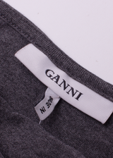 GANNI Womens Shift Dress Grey Long Sleeve Knee Length M
