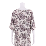 GANNI Womens Day Dress Cream Viscose Floral Short Sleeve Midi S