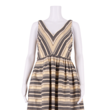 J.CREW Womens Skater Dress Gold Striped Sleeveless Short S