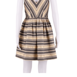 J.CREW Womens Skater Dress Gold Striped Sleeveless Short S
