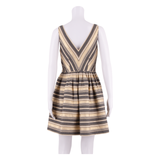 J.CREW Womens Skater Dress Gold Striped Sleeveless Short S