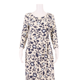 LANDS END Womens Day Dress Cream Floral Knee Length XS