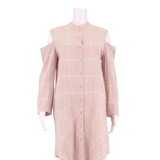 ALL SAINTS Womens Shift Dress Pink Check Long Sleeve Knee Length M