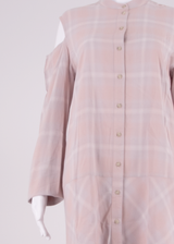 ALL SAINTS Womens Shift Dress Pink Check Long Sleeve Knee Length M