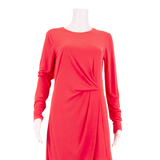 BCBGMAXAZRIA Womens Fit & Flare Dress Red Long Sleeve Knee Length S