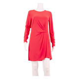 BCBGMAXAZRIA Womens Fit & Flare Dress Red Long Sleeve Knee Length S