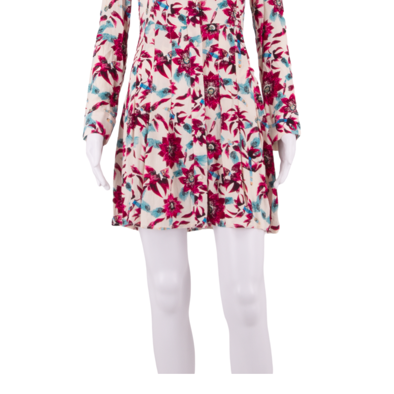 & OTHER STORIES Pleated Womens Day Dress White Viscose Floral Short S