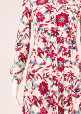 & OTHER STORIES Pleated Womens Day Dress White Viscose Floral Short S