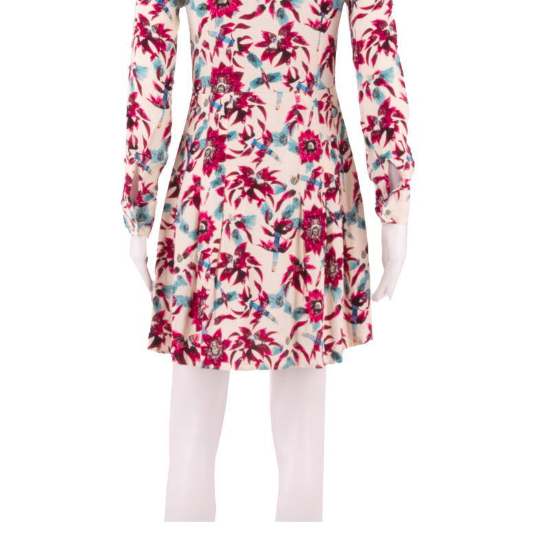 & OTHER STORIES Pleated Womens Day Dress White Viscose Floral Short S