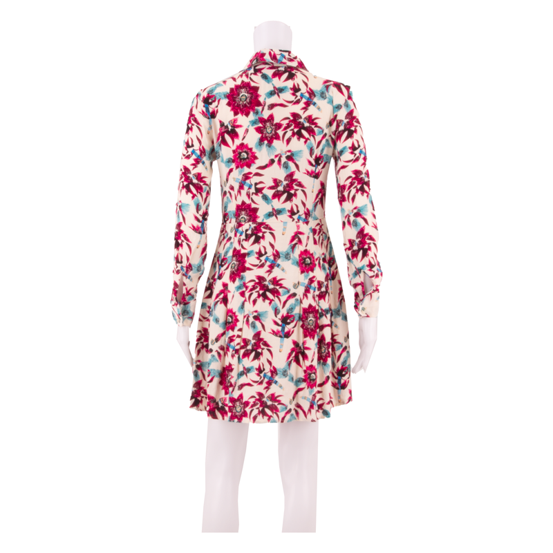 & OTHER STORIES Pleated Womens Day Dress White Viscose Floral Short S