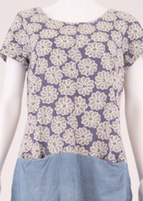 WHITE STUFF Womens Shift Dress Blue Short Sleeve Knee Length UK 14