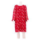 KARL LAGERFELD Womens Shift Dress Red Floral Long Sleeve Knee Length UK 8