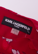 KARL LAGERFELD Womens Shift Dress Red Floral Long Sleeve Knee Length UK 8
