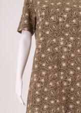 WHITE STUFF Womens A-Line Dress Green Floral Short Sleeve Knee Length UK 14