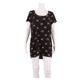 FAT FACE Womens T-Shirt Dress Black Animal Print Short Sleeve Short UK 14
