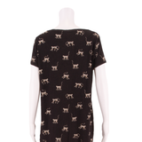 FAT FACE Womens T-Shirt Dress Black Animal Print Short Sleeve Short UK 14