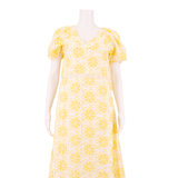 ALICE & OLIVIA Womens A-Line Dress Yellow Floral Short Sleeve Midi UK 8