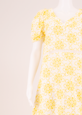 ALICE & OLIVIA Womens A-Line Dress Yellow Floral Short Sleeve Midi UK 8