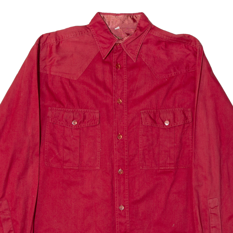 GIEGO 2 COMPANY Mens Plain Shirt Red 90s Long Sleeve S
