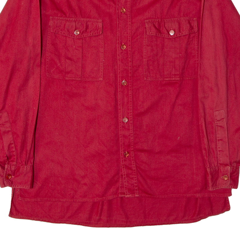 GIEGO 2 COMPANY Mens Plain Shirt Red 90s Long Sleeve S