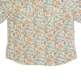 Womens Printed Blouse Beige Button Neck 90s Floral 2XL
