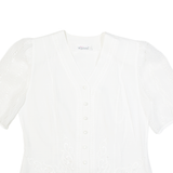 VOGELSANG Womens Blouse White Button Neck UK 10
