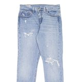 LEVI'S 501 BIG E Jeans Distressed Womens Blue Straight Stone Wash W28 L28