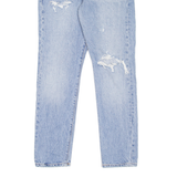 LEVI'S 501 BIG E Jeans Distressed Womens Blue Straight Stone Wash W28 L28