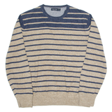 NAUTICA Mens Patterned Jumper Beige Striped Tight Knit XL