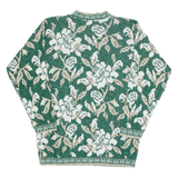 HOLIDAY TIME Glittery Womens Jumper Green Floral Tight Knit M