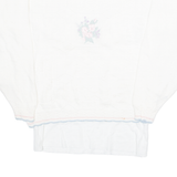 COTTON HARBOUR Womens Jumper Cream Floral Collared 90s Tight Knit M
