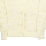 JADE Womens Cardigan Yellow V-Neck 90s Cable Knit M