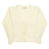 JADE Womens Cardigan Yellow V-Neck 90s Cable Knit M