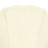 JADE Womens Cardigan Yellow V-Neck 90s Cable Knit M