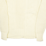 JADE Womens Cardigan Yellow V-Neck 90s Cable Knit M